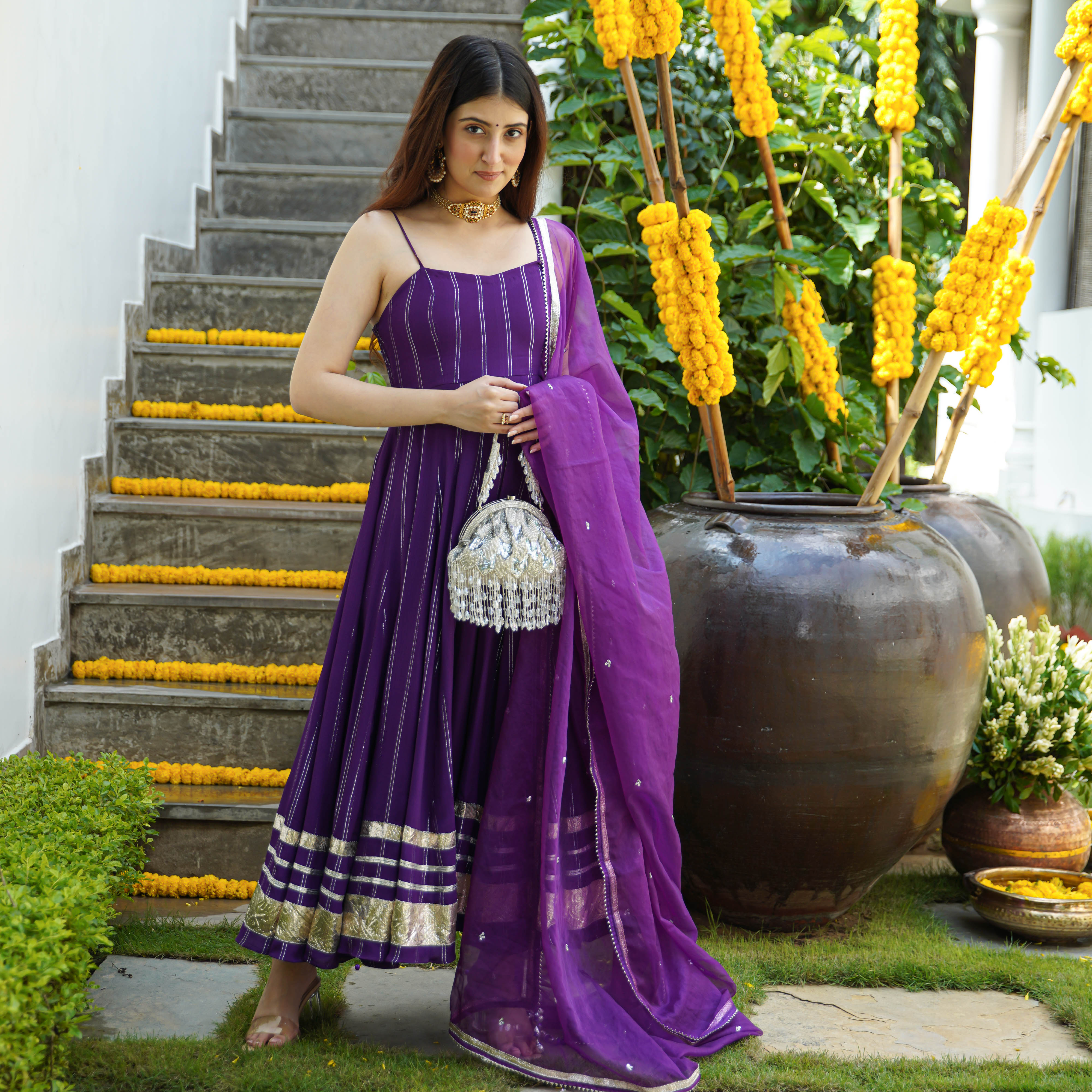 Winsome Net Fabric Purple Color Party Style Salwar Suit